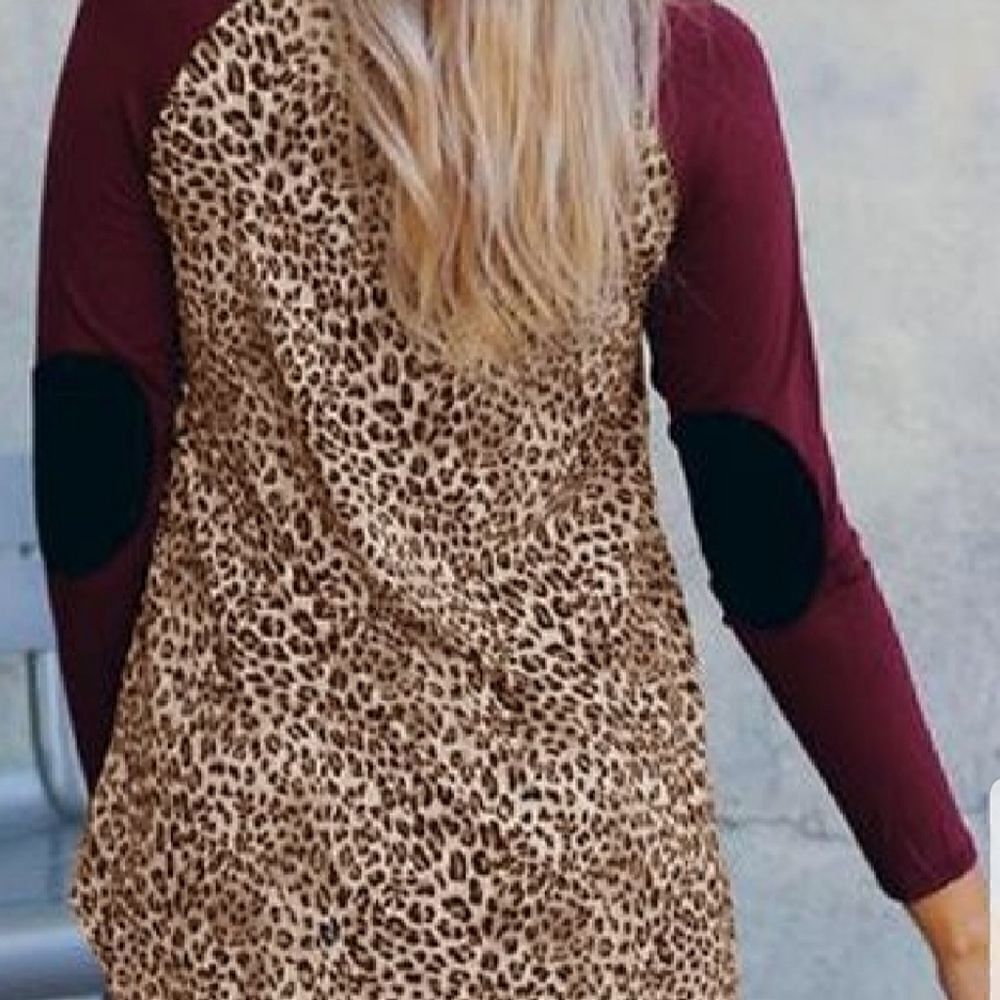 Animal print tunic with elbow patch on long - Picture 2 of 5